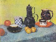 Vincent Van Gogh Still life with coffee pot, dishes and fruit Spain oil painting artist